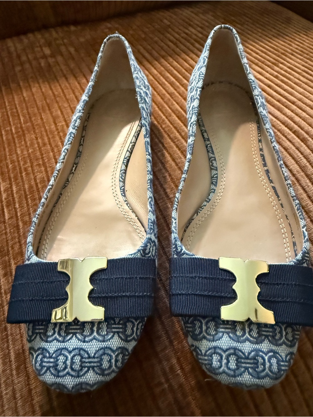Tory Burch Gemeni Link bow flats size 7 1/2 7.5